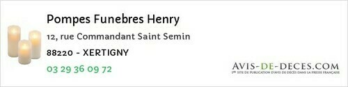 Avis de décès - Épinal - Pompes Funebres Henry