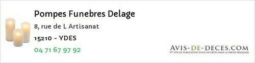 Avis de décès - Siran - Pompes Funebres Delage