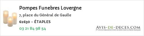 Avis de décès - Bouvigny-Boyeffles - Pompes Funebres Lovergne