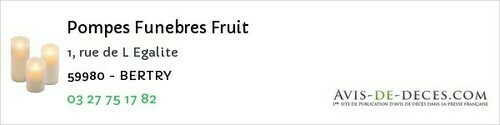 Avis de décès - Bourbourg - Pompes Funebres Fruit