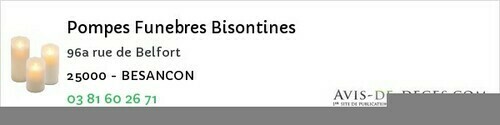 Avis de décès - Besançon - Pompes Funebres Bisontines