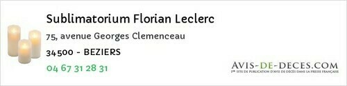 Avis de décès - Neffiès - Sublimatorium Florian Leclerc