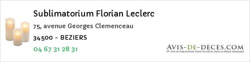 Avis de décès - Lézignan-la-Cèbe - Sublimatorium Florian Leclerc