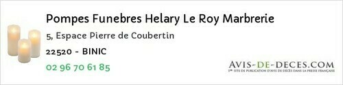 Avis de décès - Hénansal - Pompes Funebres Helary Le Roy Marbrerie