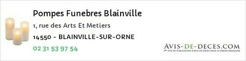 Avis de décès - Cuverville - Pompes Funebres Blainville
