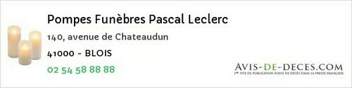 Avis de décès - Saint-Cyr-Du-Gault - Pompes Funèbres Pascal Leclerc