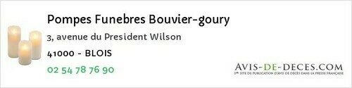 Avis de décès - Neuvy - Pompes Funebres Bouvier-goury