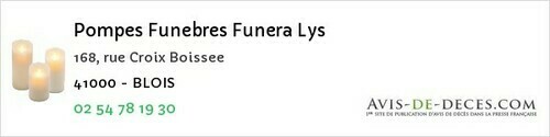 Avis de décès - Onzain - Pompes Funebres Funera Lys