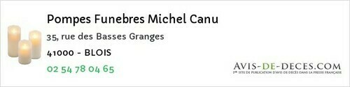 Avis de décès - Ternay - Pompes Funebres Michel Canu