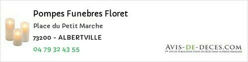 Avis de décès - Les Marches - Pompes Funebres Floret