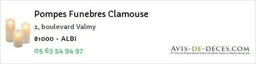 Avis de décès - Vindrac-Alayrac - Pompes Funebres Clamouse