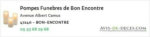 Avis de décès - Massoulès - Pompes Funebres de Bon Encontre