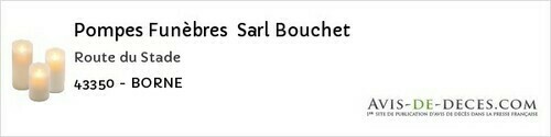 Avis de décès - Aiguilhe - Pompes Funèbres Sarl Bouchet