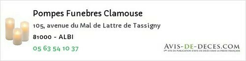 Avis de décès - Lasgraisses - Pompes Funebres Clamouse