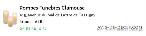 Avis de décès - Lescure-D'albigeois - Pompes Funebres Clamouse