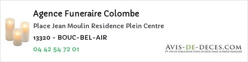 Avis de décès - Bouc-bel-Air - Agence Funeraire Colombe