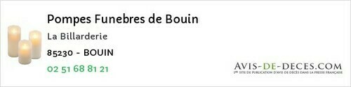 Avis de décès - Olonne-sur-Mer - Pompes Funebres de Bouin