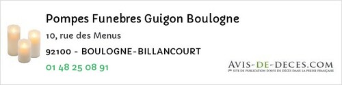 Avis de décès - La Garenne-Colombes - Pompes Funebres Guigon Boulogne