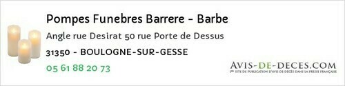 Avis de décès - Seilh - Pompes Funebres Barrere - Barbe