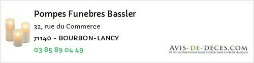 Avis de décès - Beaurepaire-en-Bresse - Pompes Funebres Bassler