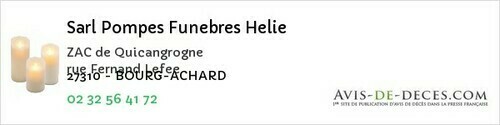 Avis de décès - Thierville - Sarl Pompes Funebres Helie