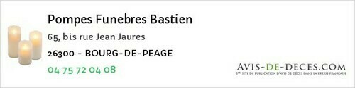 Avis de décès - Les Pilles - Pompes Funebres Bastien