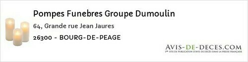 Avis de décès - Saint-Vincent-La-Commanderie - Pompes Funebres Groupe Dumoulin