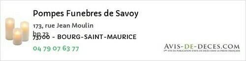 Avis de décès - La côte-D'aime - Pompes Funebres de Savoy