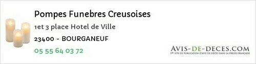 Avis de décès - Bourganeuf - Pompes Funebres Creusoises