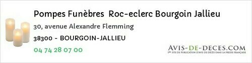 Avis de décès - Sainte-Agnès - Pompes Funèbres Roc-eclerc Bourgoin Jallieu