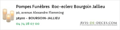 Avis de décès - Bourgoin-Jallieu - Pompes Funèbres Roc-eclerc Bourgoin Jallieu