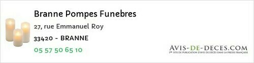 Avis de décès - Gauriac - Branne Pompes Funebres