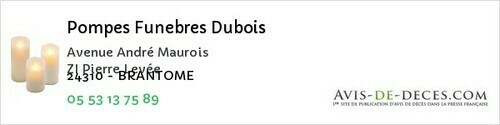 Avis de décès - Alles-sur-Dordogne - Pompes Funebres Dubois