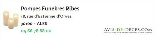 Avis de décès - Aimargues - Pompes Funebres Ribes