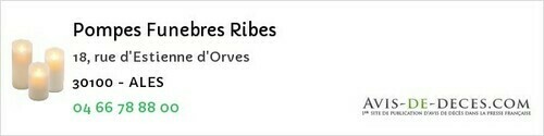 Avis de décès - Saze - Pompes Funebres Ribes