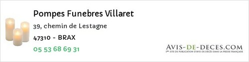 Avis de décès - Couthures-sur-Garonne - Pompes Funebres Villaret