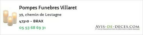 Avis de décès - Monflanquin - Pompes Funebres Villaret