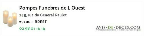 Avis de décès - Guissény - Pompes Funebres de L Ouest