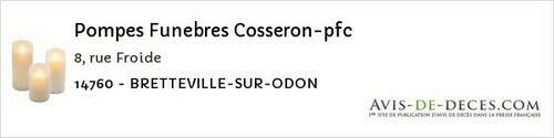 Avis de décès - Arganchy - Pompes Funebres Cosseron-pfc