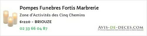 Avis de décès - Vrigny - Pompes Funebres Fortis Marbrerie