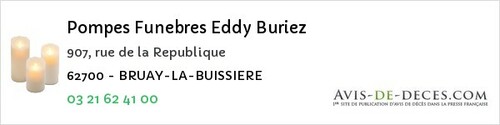 Avis de décès - Angres - Pompes Funebres Eddy Buriez
