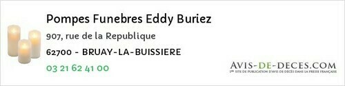 Avis de décès - Wimereux - Pompes Funebres Eddy Buriez