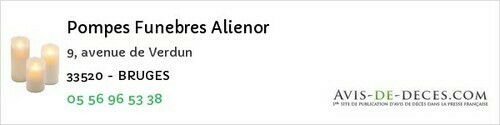 Avis de décès - Noaillan - Pompes Funebres Alienor