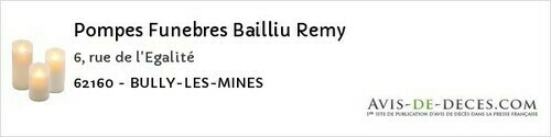 Avis de décès - Outreau - Pompes Funebres Bailliu Remy