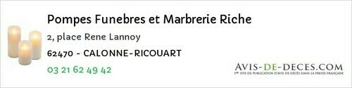 Avis de décès - Le Portel - Pompes Funebres et Marbrerie Riche