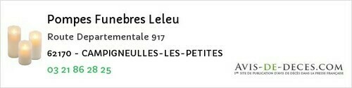 Avis de décès - Campigneulles Les Petites - Pompes Funebres Leleu