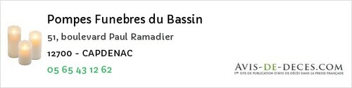 Avis de décès - La Bastide-L'évêque - Pompes Funebres du Bassin