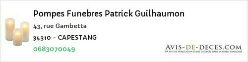 Avis de décès - Marseillan - Pompes Funebres Patrick Guilhaumon