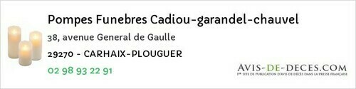 Avis de décès - Ploudiry - Pompes Funebres Cadiou-garandel-chauvel