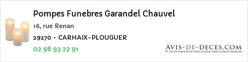 Avis de décès - Loc-Eguiner - Pompes Funebres Garandel Chauvel